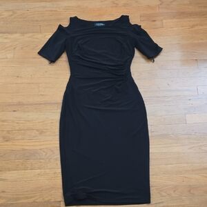 Lauren Ralph lauren Black Cold Shoulder Midi Dress